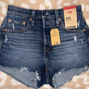 Levi's Blue Button-Fly Denim 501 Shorts